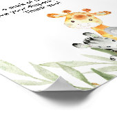 おむつラッフルの看板かわいいサファリ動物の緑 ポスター (角)