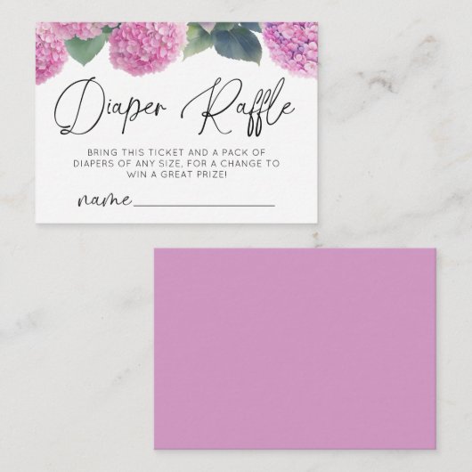 おむつラッフルアジサイ女の子ベビーシャワー エンクロージャーカード (正面/裏面)