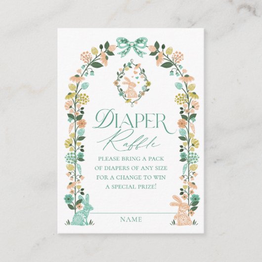 おむつラッフルイースターエッグ&フローラアーチウサギ エンクロージャーカード (正面)