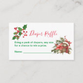 おむつラッフルウィンタークリスマスレッドポインセチア エンクロージャーカード (正面)