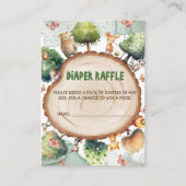 おむつラッフルウォーターの色の動物ベビーシャワー エンクロージャーカード (正面)