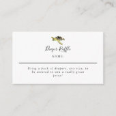 おむつラッフルウォーターカラーウミガメ赤ちゃんシャワー エンクロージャーカード (正面)