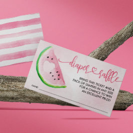 おむつラッフルウォーターカラースイカ赤ちゃんシャワー エンクロージャーカード