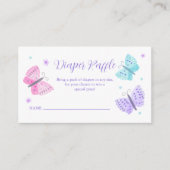 おむつラッフルウォーターカラーバタフライベビーシャワー エンクロージャーカード (正面)