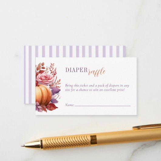 おむつラッフルウォーターカラーパンプキンベビーシャワー エンクロージャーカード (正面/裏面インサイチュ)