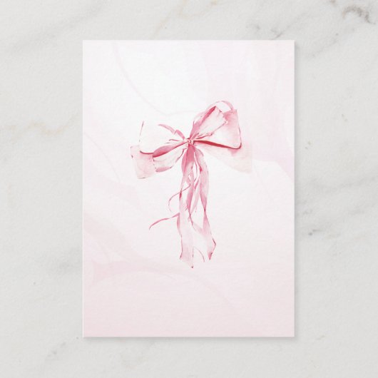 おむつラッフルウォーターカラーピンクボウガール赤ちゃんシャワー エンクロージャーカード (裏面)