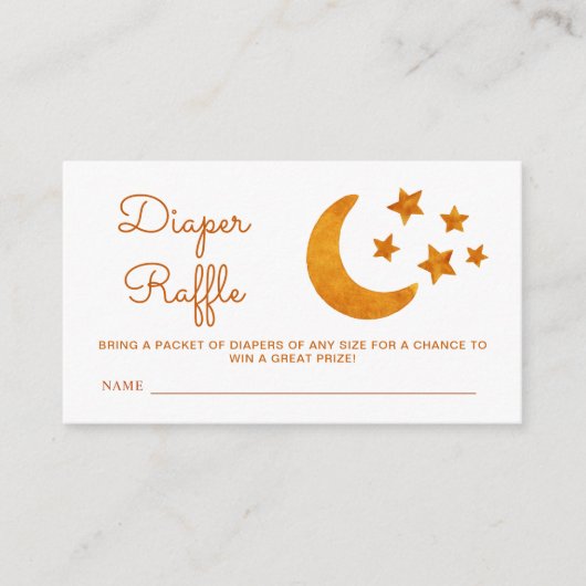 おむつラッフルウォーターカラームーン&スターベビーシャワー エンクロージャーカード (正面)