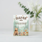 おむつラッフルウッドランド動物のベビーシャワー エンクロージャーカード (スタンド正面)