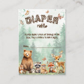 おむつラッフルウッドランド動物のベビーシャワー エンクロージャーカード (正面)