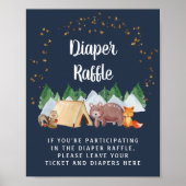 おむつラッフルウッドランド動物ナイトベビーシャワー ポスター (正面)