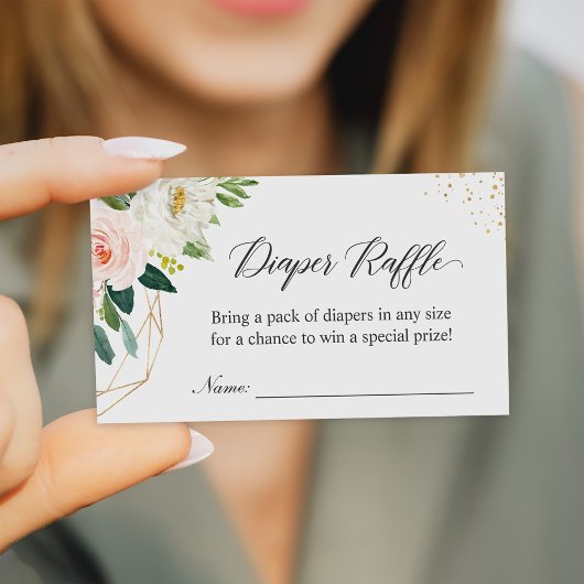 おむつラッフルエレガント赤面フローラベビーシャワー エンクロージャーカード