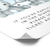 おむつラッフルエレファントツイン男の赤ちゃんシャワー ポスター (角)