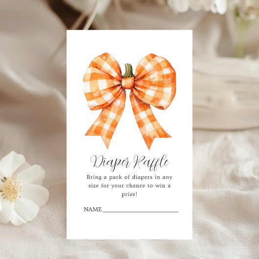おむつラッフルオレンジ秋かぼちゃ弓ベビーシャワー エンクロージャーカード