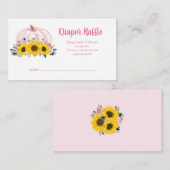 おむつラッフルカボチャひまわりピンク赤ちゃんシャワー エンクロージャーカード (正面/裏面)