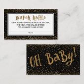 おむつラッフルカードと金ゴールドグリッターアクセント エンクロージャーカード (正面/裏面)