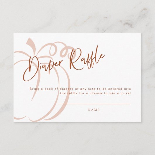 おむつラッフルカードテラコッタパンプキンベビーシャワー エンクロージャーカード (正面)