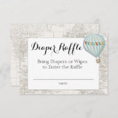 おむつラッフルカードホットエアバルーンボーイ 招待状 (正面/裏面)