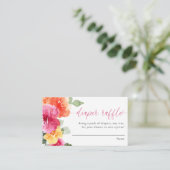 おむつラッフルカード女の子の赤ちゃんシャワーピンクフローラ エンクロージャーカード (スタンド正面)