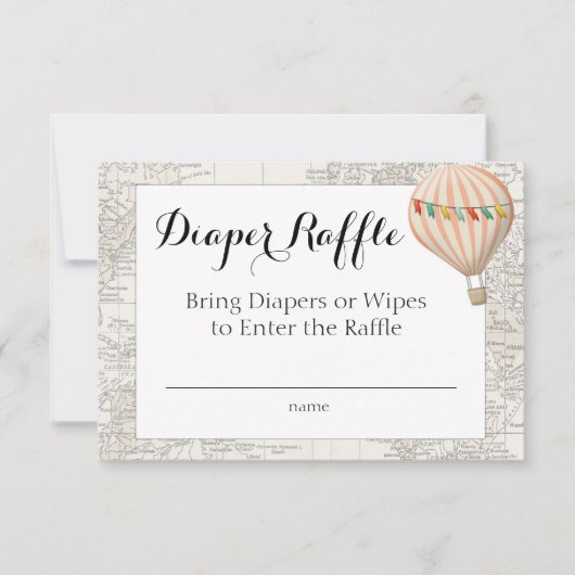 おむつラッフルカード熱風気球ガール 招待状 (正面)