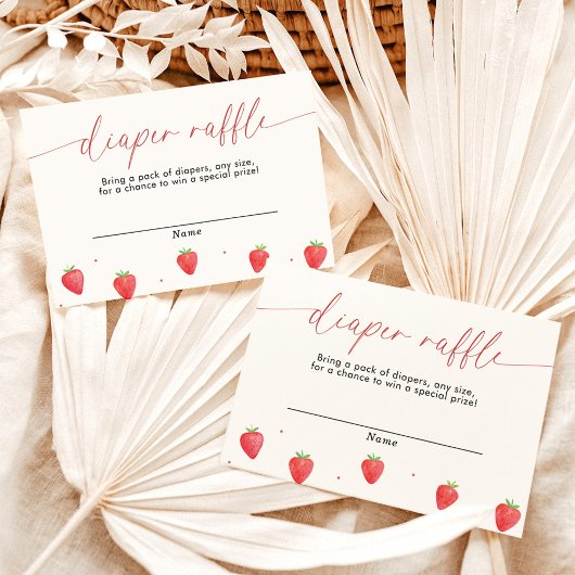 おむつラッフルカード、いちご赤ちゃんシャワー 招待状