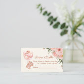 おむつラッフルカード かわいいクマ 風船 ピンクの花 エンクロージャーカード (スタンド正面)