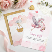 おむつラッフルカード – ピンクストーク赤ちゃんガールシャワー エンクロージャーカード