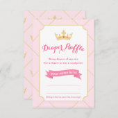 おむつラッフルカード |プリンセスの赤ちゃんシャワー 招待状 (正面/裏面)