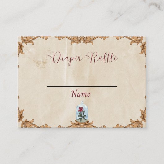 おむつラッフルカード、魅力的なバラ 名刺 (正面)
