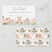 おむつラッフルガールウッドランド動物ベビーシャワーエン エンクロージャーカード (正面/裏面)