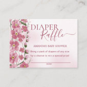おむつラッフルガールピンクフローラベビーシャワー エンクロージャーカード (正面)