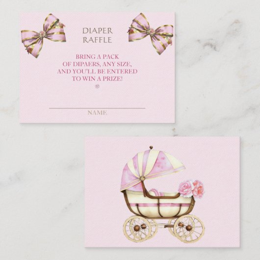 おむつラッフルキャリッジ弓ピンクジンガム エンクロージャーカード (正面/裏面)