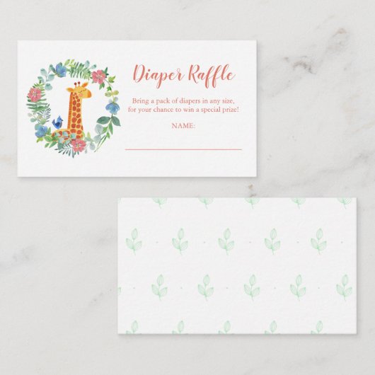 おむつラッフルキリンフローラリースベビーシャワー エンクロージャーカード (正面/裏面)