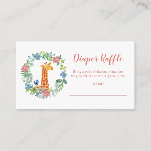 おむつラッフルキリンフローラリースベビーシャワー エンクロージャーカード (正面)