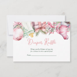 おむつラッフルクリスマスサンタピンクベビーシャワー 招待状