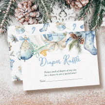 おむつラッフルクリスマスサンタブルーベビーシャワー