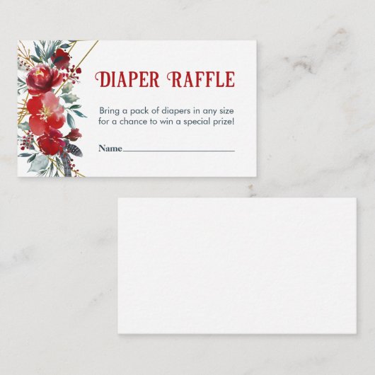 おむつラッフルクリスマス赤い緑の赤ちゃんシャワーE エンクロージャーカード (正面/裏面)