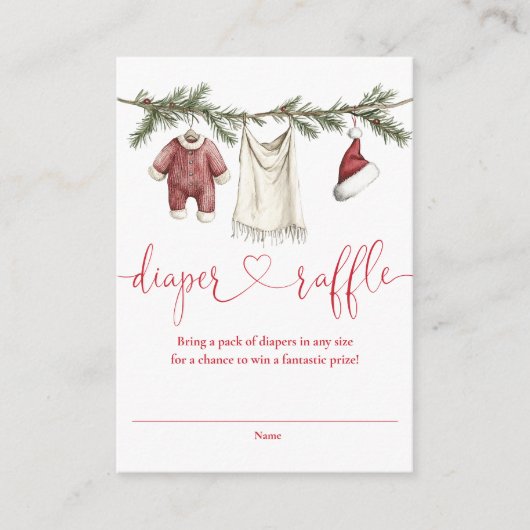 おむつラッフルクロザライン冬のベビーシャワー エンクロージャーカード (正面)