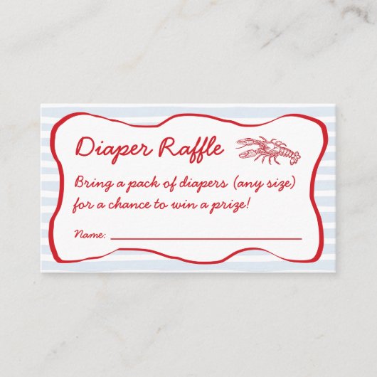おむつラッフルクロフィッシュ赤ちゃんシャワーを沸騰 エンクロージャーカード (正面)
