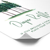 おむつラッフルグリーン素朴パインツリーベビーシャワー ポスター (角)