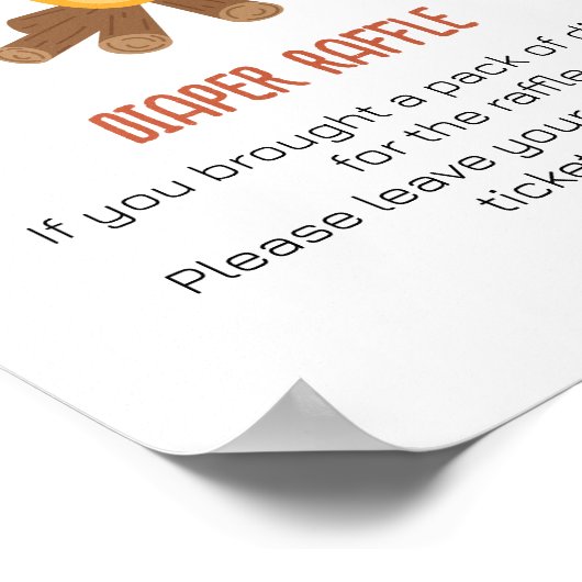 おむつラッフルゲームもっとキャンプファイアベビーシャワー ポスター (角)