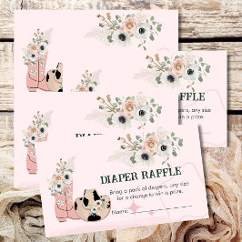 おむつラッフルゲームサドルアップウェスタン女性のカーボーイテーマ エンクロージャーカード