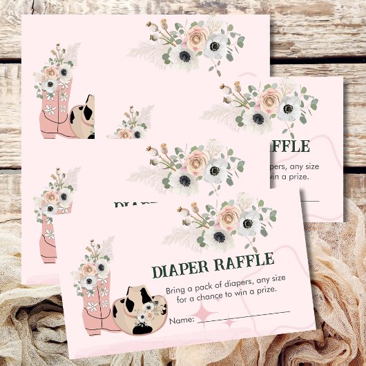 おむつラッフルゲームサドルアップウェスタン女性のカーボーイテーマ エンクロージャーカード