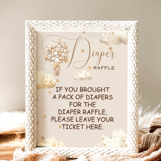 おむつラッフルゲームテディベアバルーンThemeSign ポスター