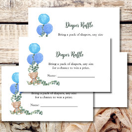 おむつラッフルゲームベアーブルーバルーンユーカリ エンクロージャーカード
