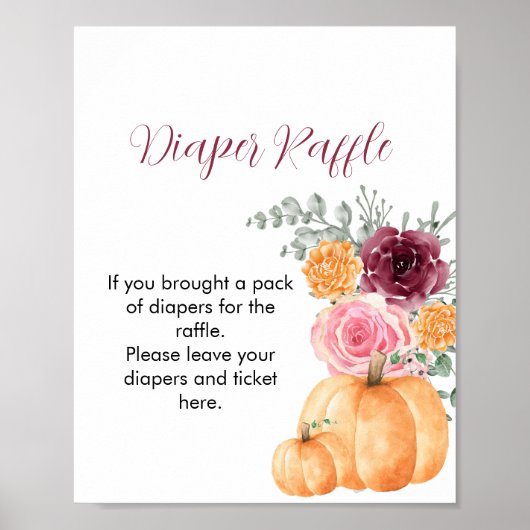 おむつラッフルゲーム秋パンプキンブルガンディーピンク ポスター (正面)