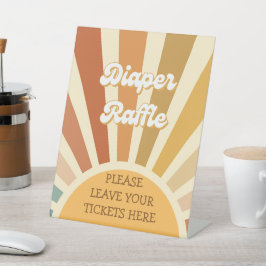 おむつラッフルサインはこちらオベビーフラワー開花 台座サイン