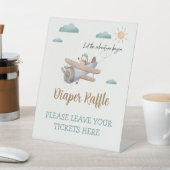 おむつラッフルサインはこちら飛行機の赤ちゃんシャワー 台座サイン (インサイチュ)