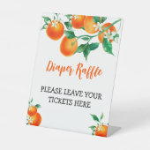 おむつラッフルサインオレンジベビーシャワー 台座サイン (正面)