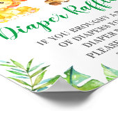 おむつラッフルサイングリーンジャングルサファリベイビーシャワー ポスター (角)