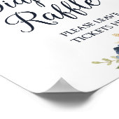 おむつラッフルサインネイビー&赤面フローラベビーシャワー ポスター (角)